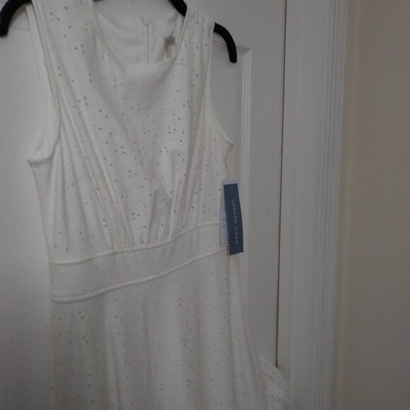 London Times Women's Inset Waist Midi Fit and Flare Dress - Picture 6 of 13